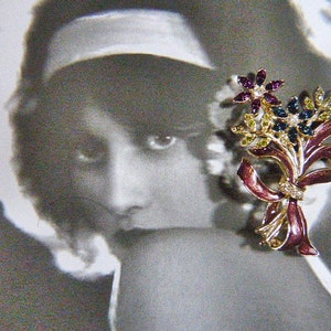 Vintage MONET Floral Bow Brooch - Vintage Floral MONET Brooch - BR-107