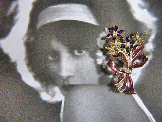 Vintage MONET Floral Bow Brooch - Vintage Floral … - image 1