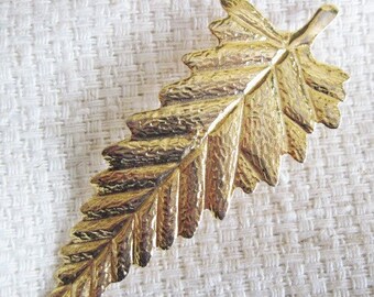 Vintage Gold Leaf Brooch-Gold Brooch