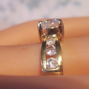 Vintage Solitaire on Crystal Studded Band - Size 5.5 - R-278
