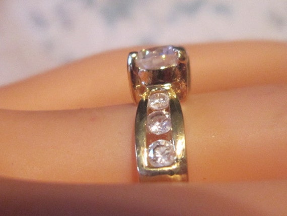 Vintage Solitaire on Crystal Studded Band - Size … - image 1