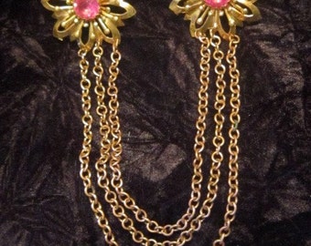 Vintage Sweater Brooches With Chain