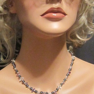 Vintage Hematite Necklace With Crystals
