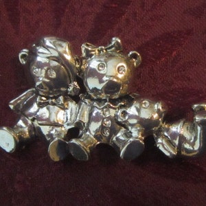 VINTAGE Zilveren Beer Familie Broche - Bear Broche - Bear Pin - Bear Jewelry - Zilveren Sieraden - Silver Broche - Silver Pin