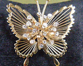 Vintage Gold Filigree MONET Butterfly Brooch - BUT-117 - Gold MONET Brooch - Gold Monet Jewelry - Gold Monet Brooch