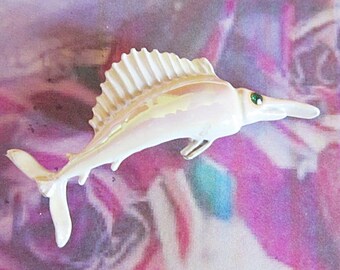 Vintage Irridescent Dolphin Brooch