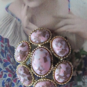 Vintage Speckled Pink and Grey Brooch image 1