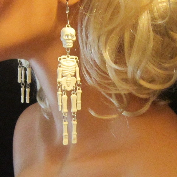 Vintage Skeleton Dangle Earrings for Halloween