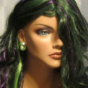 Vintage Green Rhinestone Pierced Earrings