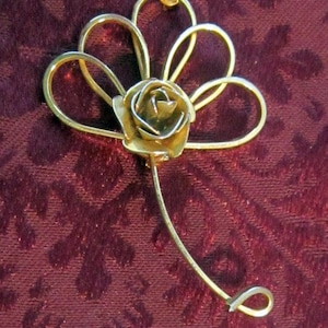 Vintage Gold Rose Brooch