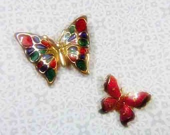 VINTAGE Gold and Enamel Butterfly Brooches - BUT-162 - Butterfly Lot - Guilloche Butterfly Brooch - Enamel Butterfly Brooch