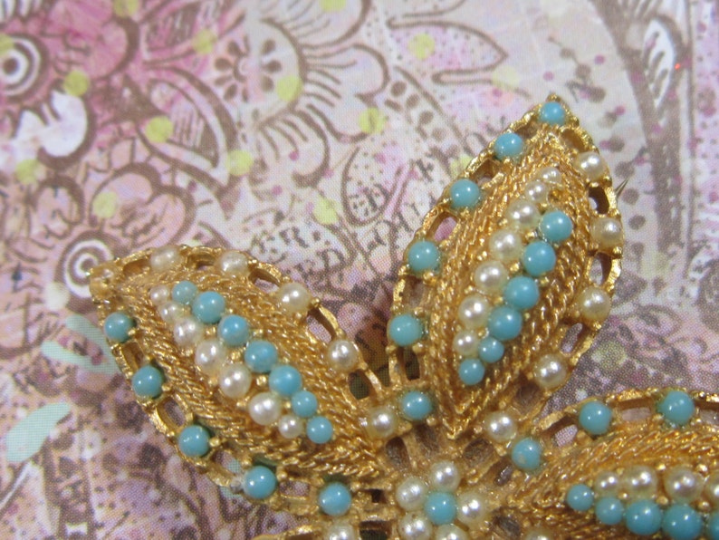 Star Brooch BR-573 Vintage SARAH COVENTRY Ocean Star Brooch Pearl Brooch Sarah Coventry Star Brooch