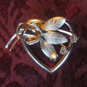 Vintage Heart Shape Brooch & Rhinestones
