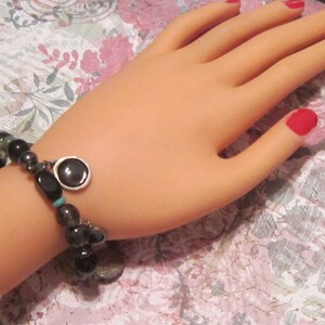 Vintage zwarte parel en bedelarmband