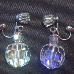 Vintage Crystal Dangle Screwback Earrings image 3