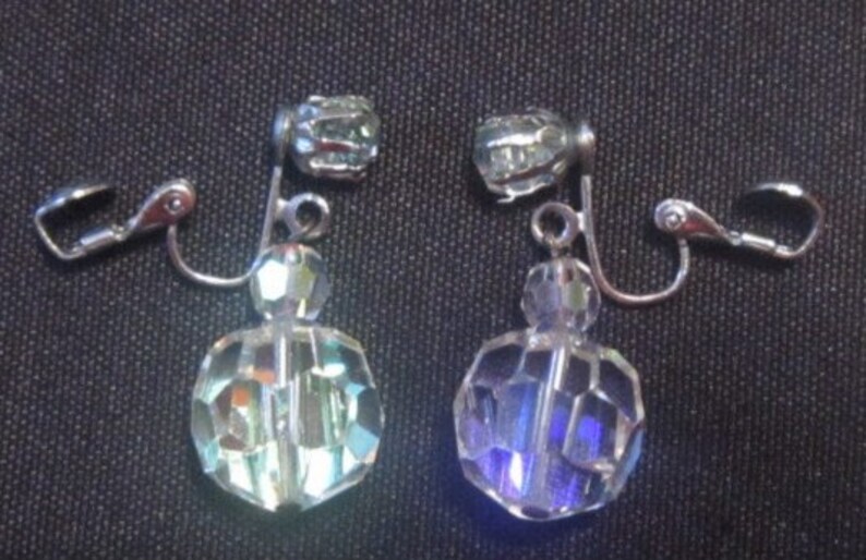 Vintage Crystal Dangle Screwback Earrings image 3