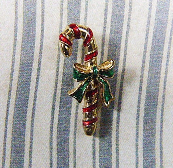 Vintage AVON Candy Cane Enamel and Gold Tack BR386 AVON Etsy