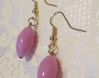 Vintage Pink Bead Dangle Earrings