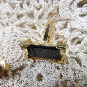 Vintage Black and Gold Cuff Links - BR-588 - Black Cuff Links - Onyx Cuff Links