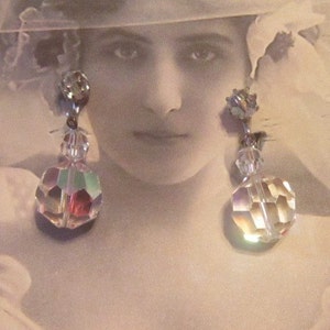 Vintage Crystal Dangle Screwback Earrings image 1