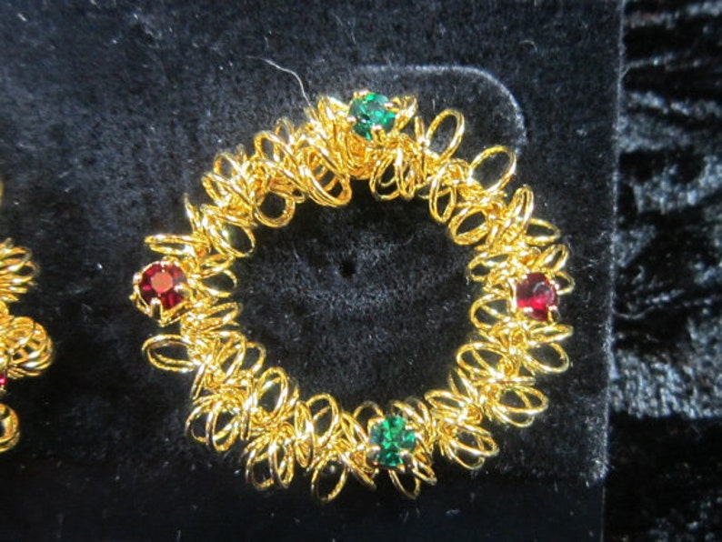 Vintage EISENBERG ICE Gold Pierced Earrings-Eisenberg Ice Earrings-Eisenberg Earrings-Gold Earrings-Round Earrings-V-EAR-587 image 2