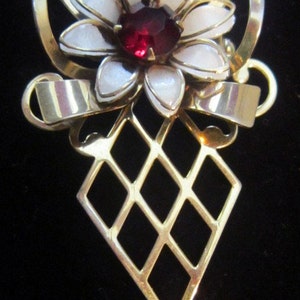 Vintage Gold Brooch With Rhinestones
