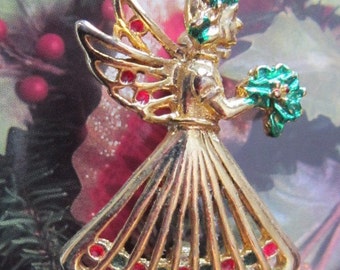 Vintage Christmas Angel Brooch