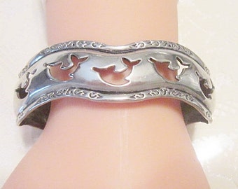 Vintage Curved Silver Bracelet