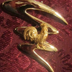 VINTAGE Rooster Brooch - Gold Rooster Brooch - Gold Rooster Pin - Farm Animal Jewelry - Farm Jewelry