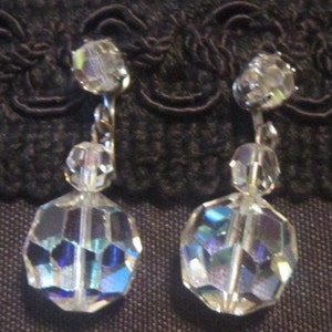 Vintage Crystal Dangle Screwback Earrings image 2