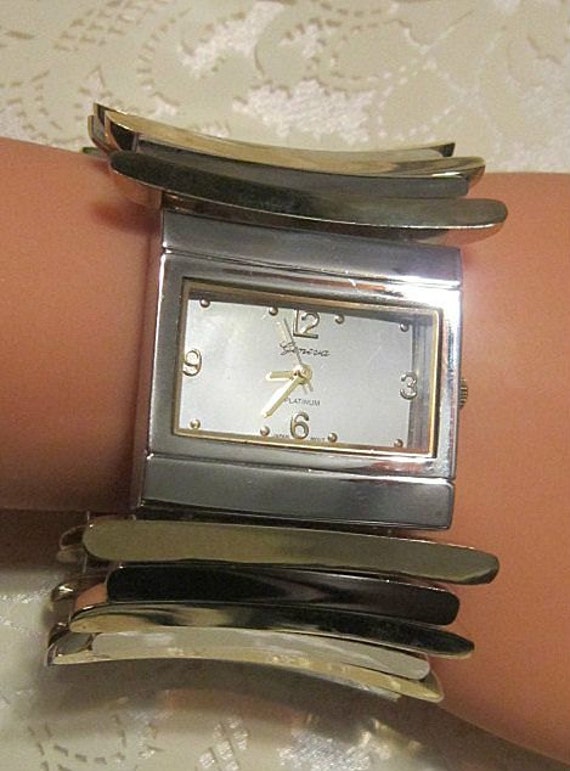 Vintage Silver and Gold Stretch Watch-Bracelet - R