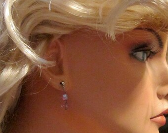 Vintage Lavender Crystal Pierced Earrings