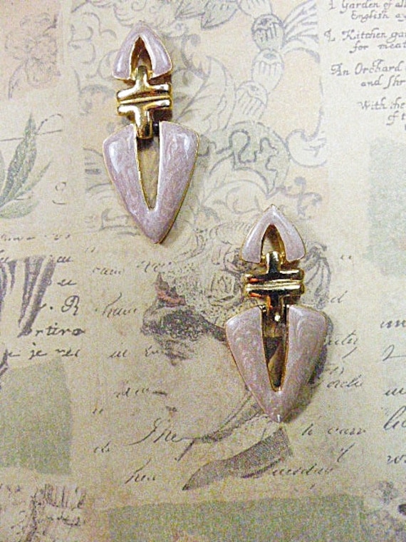 Vintage Enamel Triangle Pierced Earrings - V-EAR-2