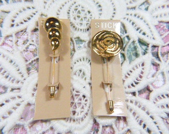 DOS clavijas de palo de oro Vintage - BR-566 - palillo Pin mucho