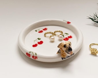 Custom Pet Jewelry Dish Personalized Cat Ceramic plate/Customized Dog Cat Ring Dish/Dog Mom Trinket Dish/Pet Lovers Gift for her/Ring Dish
