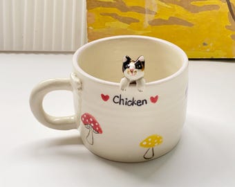 Paddenstoel gepersonaliseerde hond kat keramisch cadeau voor dierenliefhebbers/aangepaste huisdiermok gepersonaliseerde huisdiermok/koffiekopje verborgen dier Aangepaste mok geschenken