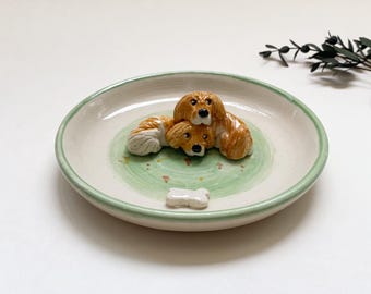 Personalized Pet Ring Dish/Pet Figurine Ceramic Jewelry Holder/Custom Dog Trinket Dish/Pet Lovers Gift For Pet Owner/Custom Pet Jewelry Dish