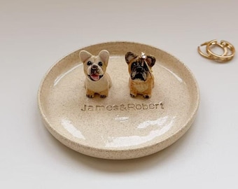 Personalized Minimalist Pet Jewelry Tray Custom Cream-Colored Pet Jewelry Dish Minimalist Engraved Wedding Jewelry Tray Bridesmaid Gift
