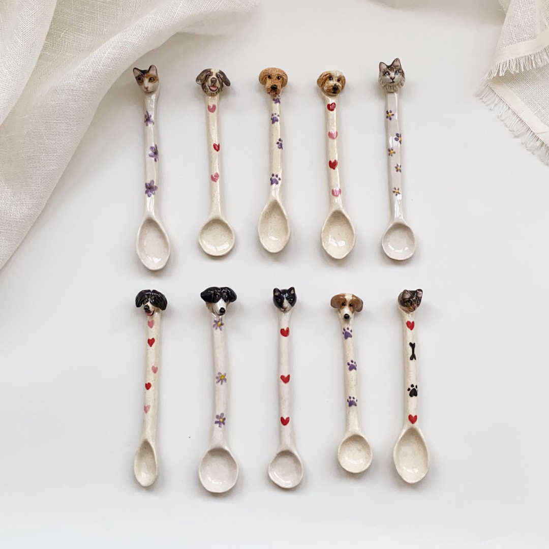 Custom Cat and Dog Spoons Featuring Various Designs, Personalized Pet ...
