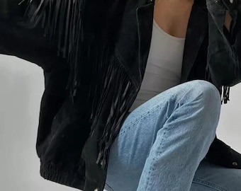 Vintage Black Suede Fringe Jacket: Western Cowboy Cowgirl Style
