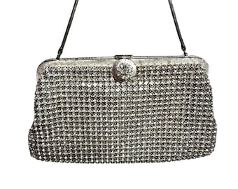 Sac de soirée massif en strass vintage Allemagne de l'ouest des années 1950 Sparkly