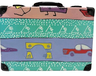 VTG 1990s Miker Whimsical Art Case Pastel Hard Briefcase Retro Maximalist Rare