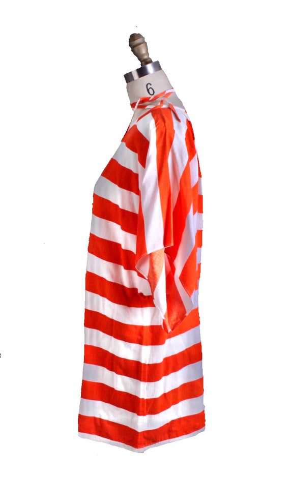 Vintage Vuokko Top Orange White Bold Striped Tuni… - image 3