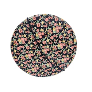 1940s-50s XL vintage wallpaper hat box Pink Flowers on Black  18&quot; x 7&quot; Wide Brim