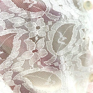 VTG 1960s Perri Ann Peignoir Set White Lace Bridal Nylon M L Romantic M/L image 7