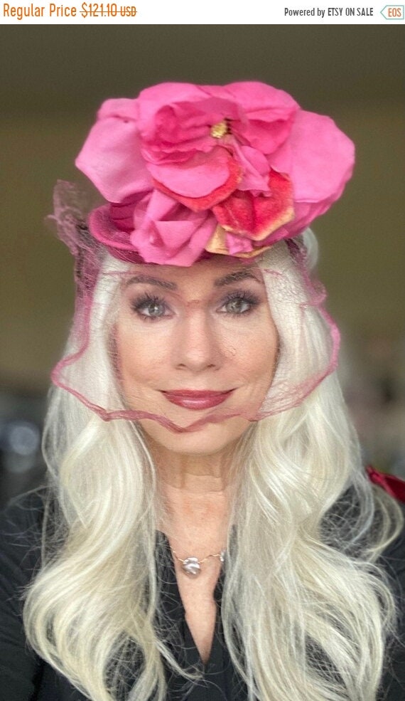 Vintage Millinery Flower Fascinator Blue 9 Blooms Organdy Velvet Hair or Hat KW9 Vintage Millinery Flower Fascinator Blue 9 Blooms Organdy Velvet Hair or Hat KW9