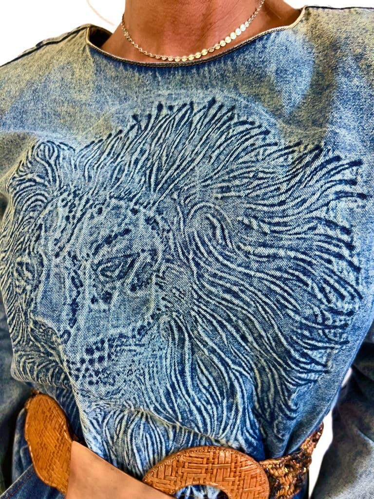 usa vintage ✴︎ デニムJK ✴︎ lew magram Vintage Lew Magram Embossed Maned Lion 80s Denim Jumpsuit S - Etsy