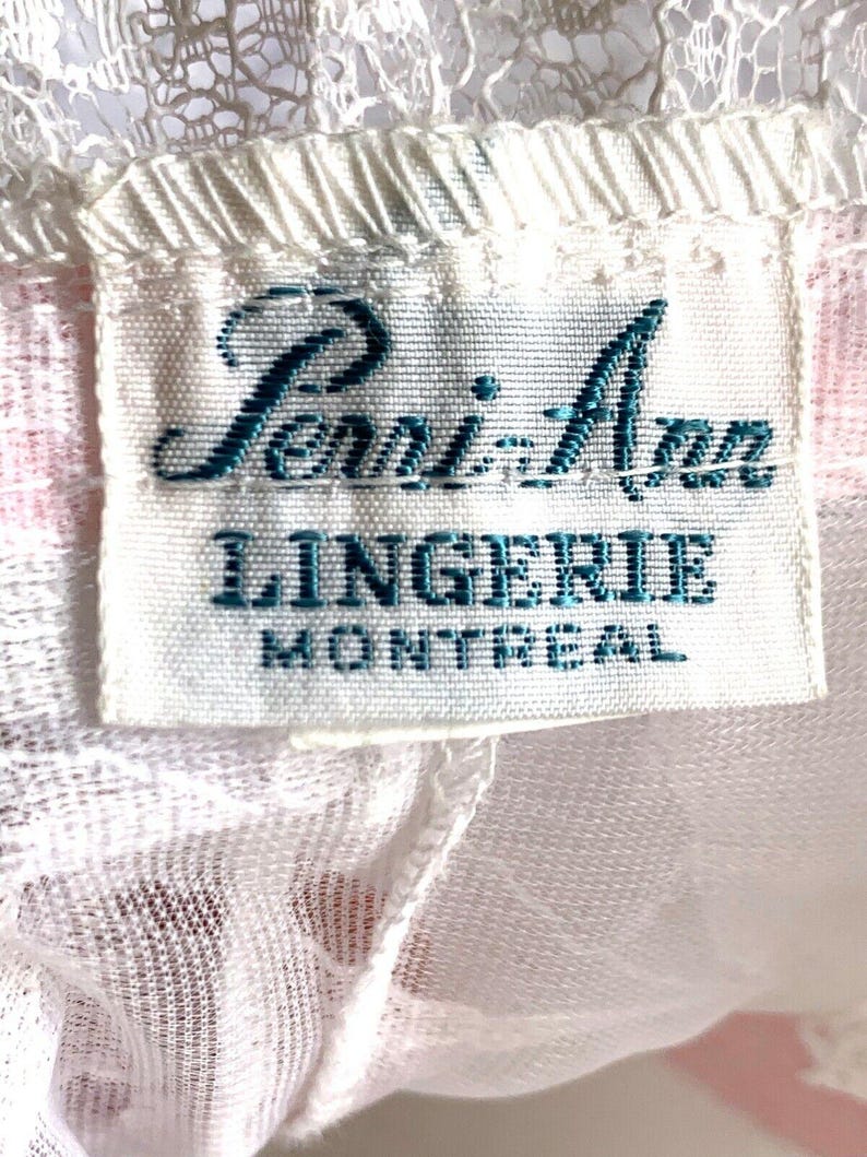 VTG 1960s Perri Ann Peignoir Set White Lace Bridal Nylon M L Romantic M/L image 12