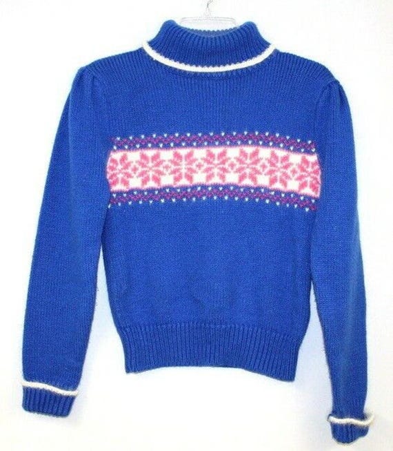 VTG 80s S-Kimo Susie's Casuals Fairy Kei Snowflake Puff Sleeve Sweater M View 2