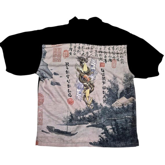 Chemise PHYS SCI Imprimé Dragon - Taille XL, Coton, Vintage Noir/gris